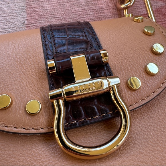 Radley London Racing Mini Leather Shoulder Bag Light Brown Leather Chain Strap - Picture 4 of 8
